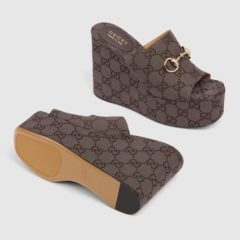 GG Women's wedge sandal with Horsebit