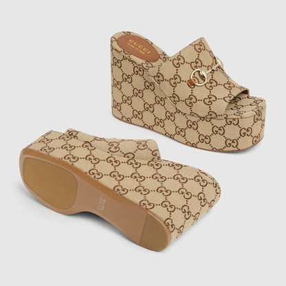 GG Women's wedge sandal with Horsebit
