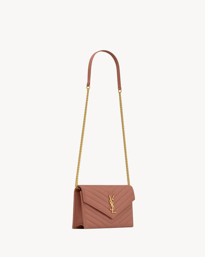 YSL CASSANDRE ENVELOPE CHAIN WALLET IN LAMBSKIN