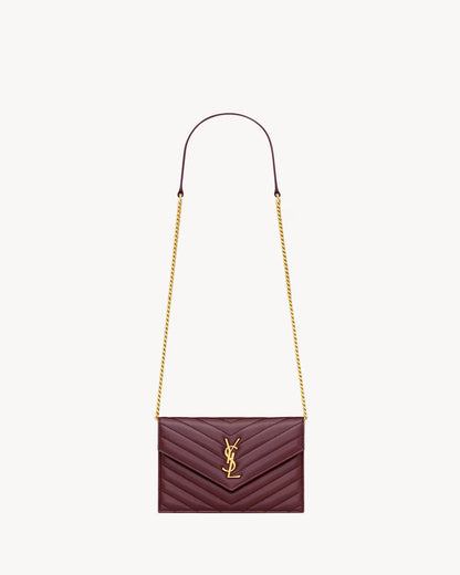 YSL CASSANDRE ENVELOPE CHAIN WALLET IN LAMBSKIN