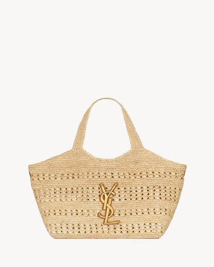 YSL Icare medium raffia bag