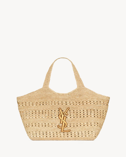 YSL Icare medium raffia bag