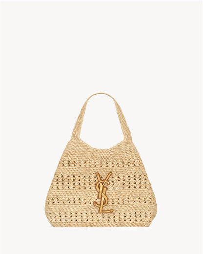 YSL Icare medium raffia bag