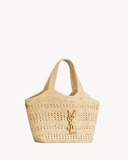 YSL Icare medium raffia bag