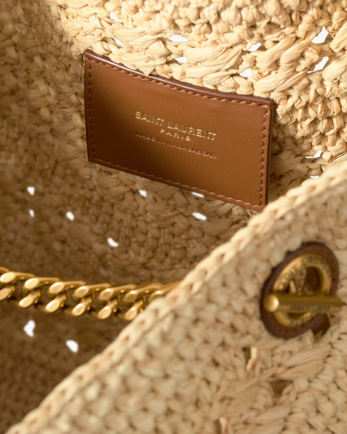 YSL Icare medium raffia bag