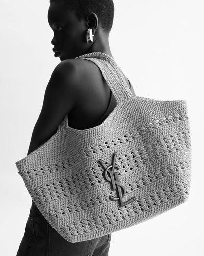 YSL Icare medium raffia bag