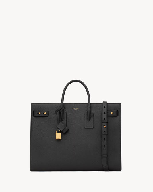YSL Sac de Jour thin large bag in grained leather