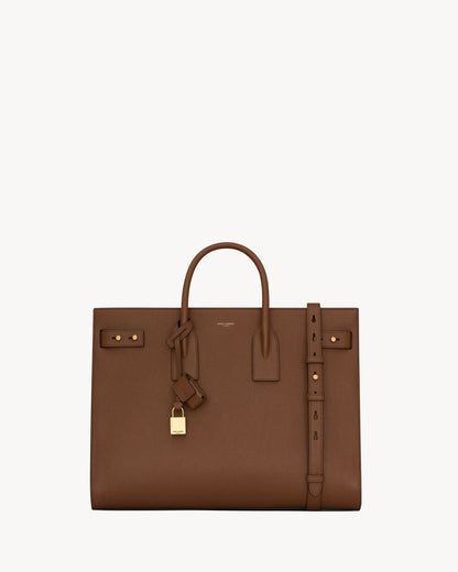 YSL Sac de Jour thin large bag in grained leather