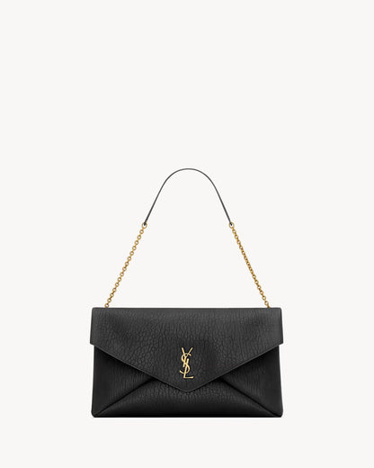 YSL Large Cassandre envelope-style pouch made of lambskin with chain