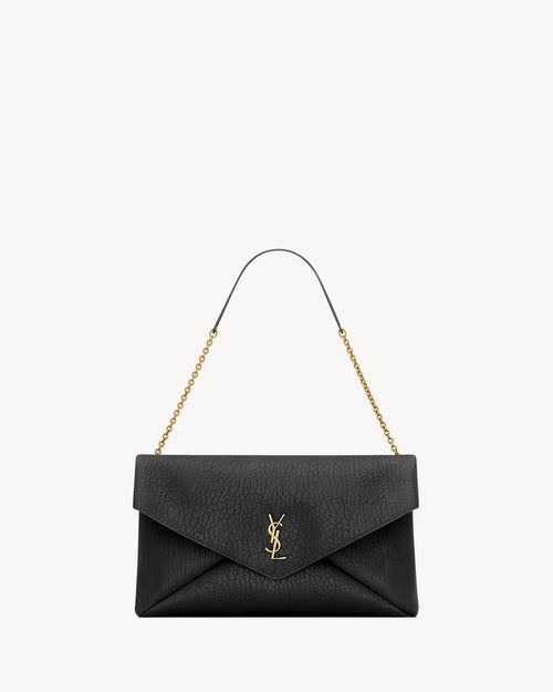 YSL Large Cassandre envelope-style pouch made of lambskin with chain