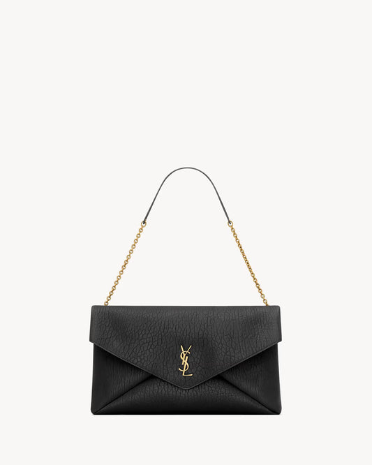 YSL Large Cassandre envelope-style pouch made of lambskin with chain