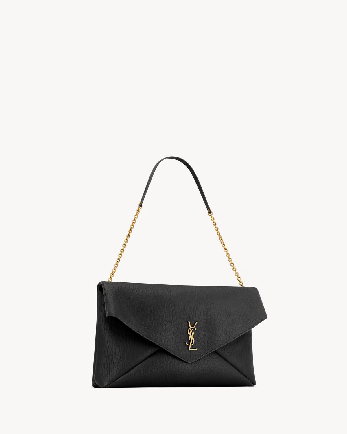 YSL Large Cassandre envelope-style pouch made of lambskin with chain