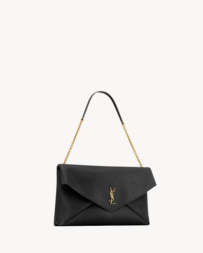 YSL Large Cassandre envelope-style pouch made of lambskin with chain