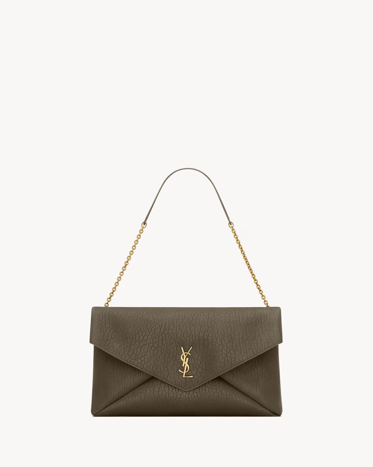 YSL Large Cassandre envelope-style pouch made of lambskin with chain