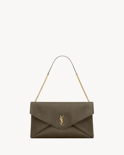 YSL Large Cassandre envelope-style pouch made of lambskin with chain