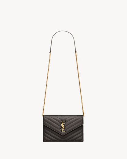 YSL CASSANDRE ENVELOPE CHAIN WALLET IN LAMBSKIN