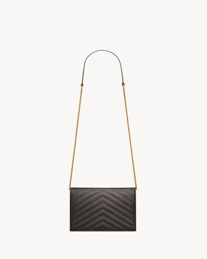 YSL CASSANDRE ENVELOPE CHAIN WALLET IN LAMBSKIN