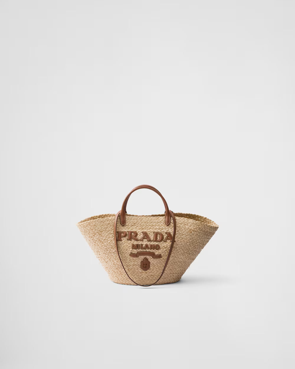 Prada Large raffia and leather shopping bag