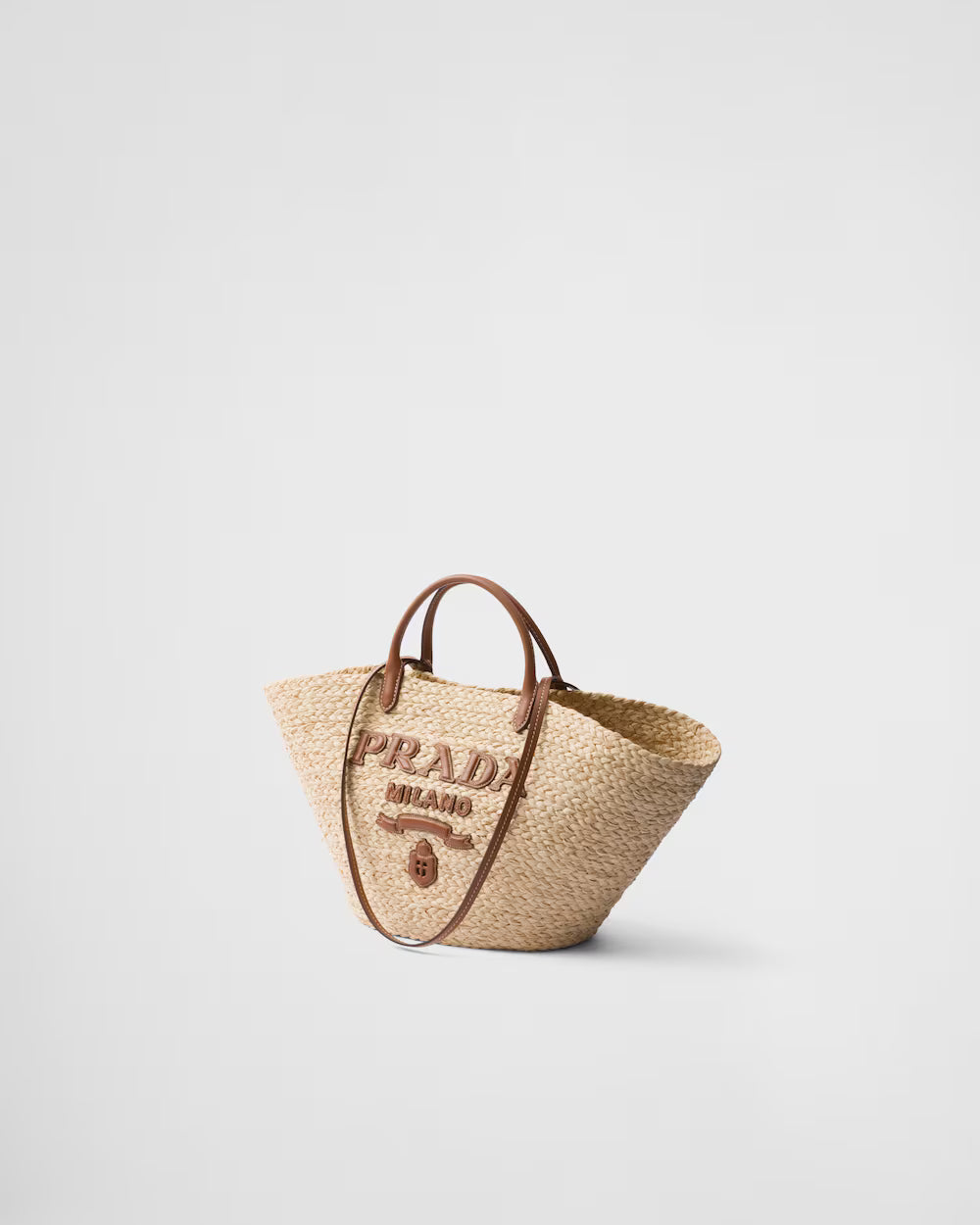 Prada Large raffia and leather shopping bag