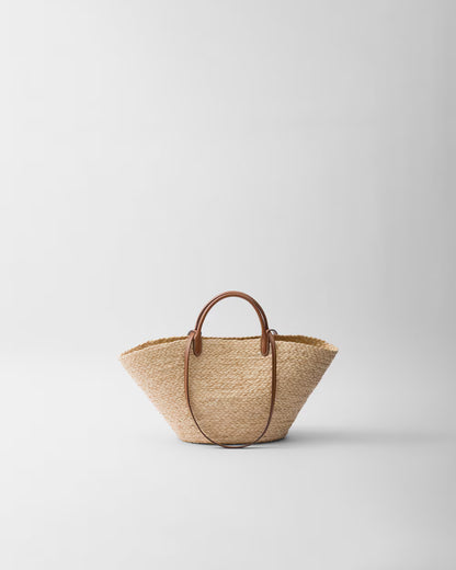 Prada Large raffia and leather shopping bag