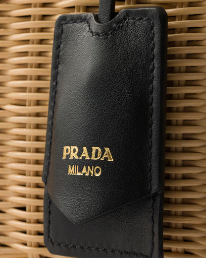 Prada Medium wicker and canvas tote bag