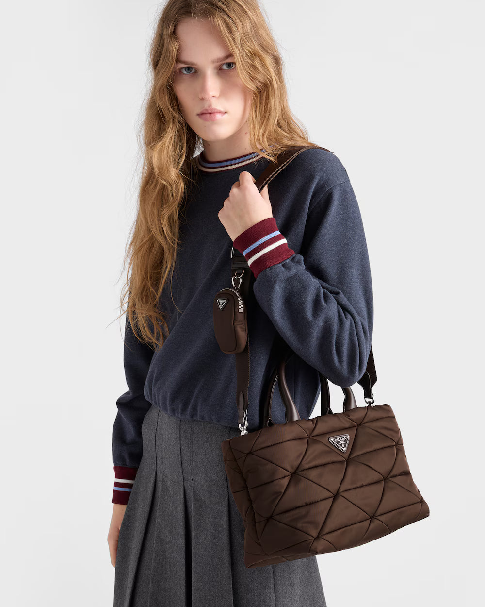 Prada Medium padded Re-Nylon and leather tote bag