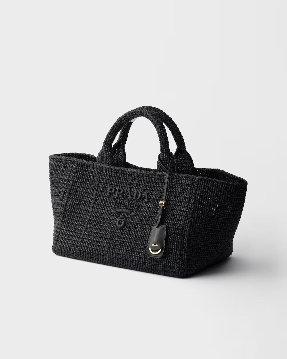 Large crochet tote bag with leather details