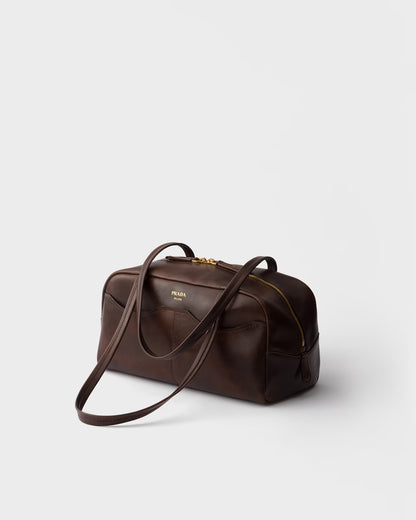 Prada Carry large antiqued leather top-handle bag
