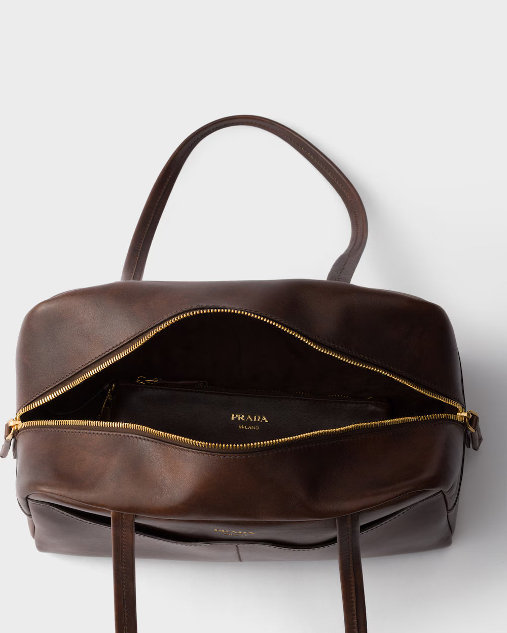 Prada Carry large antiqued leather top-handle bag