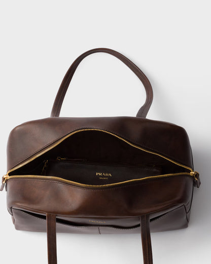 Prada Carry large antiqued leather top-handle bag