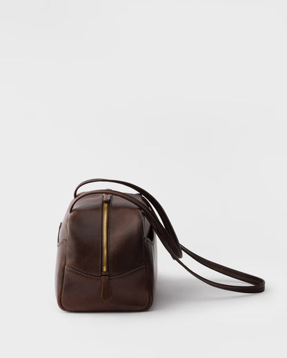 Prada Carry large antiqued leather top-handle bag