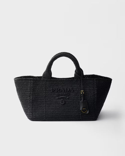 Large crochet tote bag with leather details
