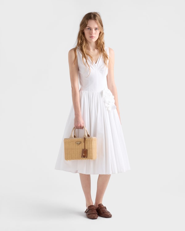 Prada Medium wicker and canvas tote bag