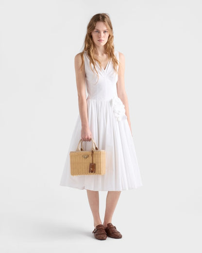 Prada Medium wicker and canvas tote bag